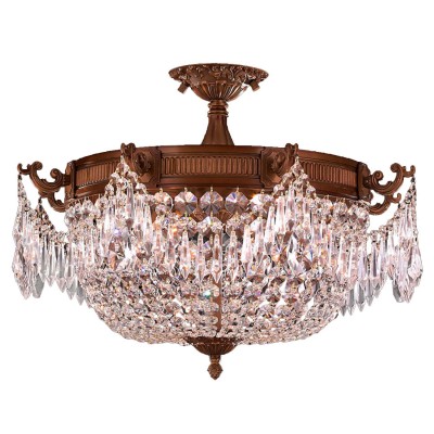 French Gold Three-Light Semi-Flush