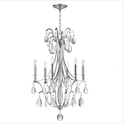 Polished Nickel Six-Light Chandelier