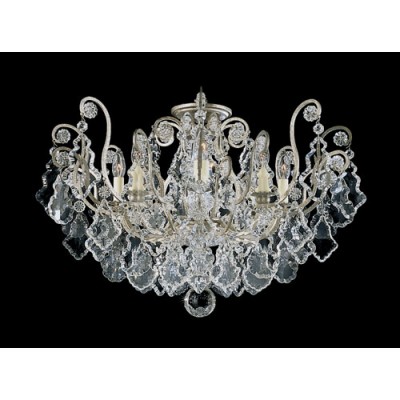 Schonbek Versailles New Antique Silver Eight-Light Clear Heritage Handcut Crystal Close to Ceiling, 26W x 18H x 26D