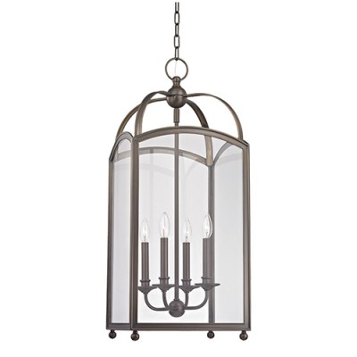 Distressed Bronze Four-Light Pendant with Clear Glass