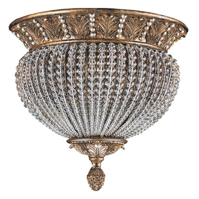 Fashion Forward Weathered Patina Crystal Two-Light Flush Mount