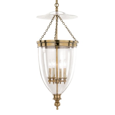 Four-Light Aged Brass Bell Pendant