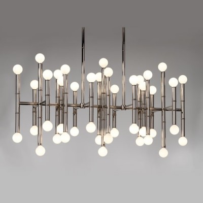 Polished Nickel 42 Light Andy Abbey GM079 Chandeliers with Shades  14Wx24Hx38L