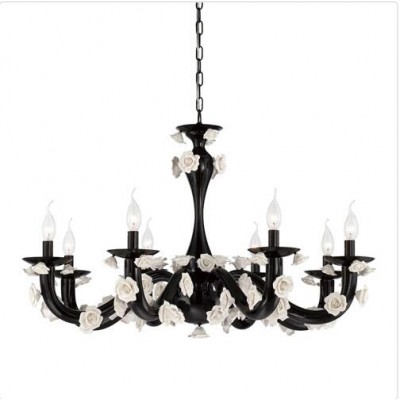 Black / White Eight Light Chandelier