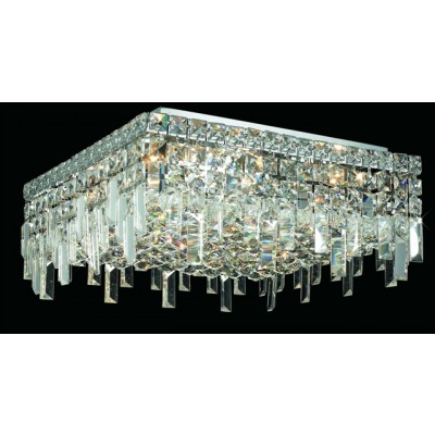 6 light contemporary flush mount ceiling light dressed with 25% full lead crystal balls