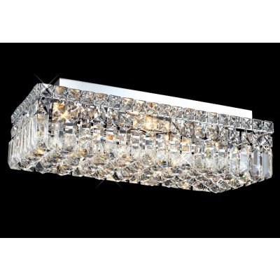 4 light contemporary flush mount ceiling light dressed with 25% full lead crystal balls