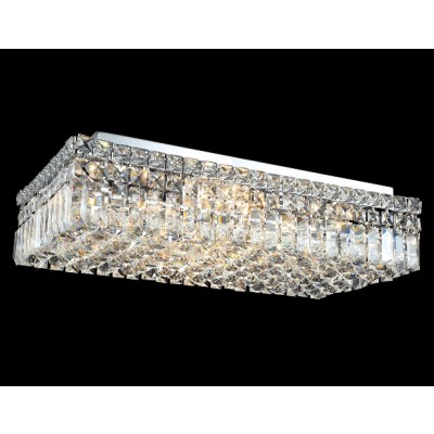 6 light contemporary flush mount ceiling light dressed with 25% full lead crystal balls