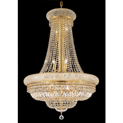 14 Light crystal chandelier gold plated
