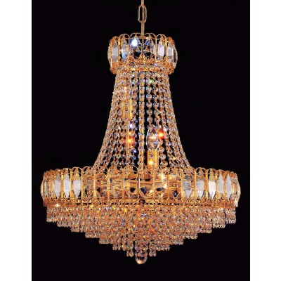 12 lights crystal chandelier in gold plated finish