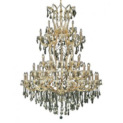 Gold Sixty-One Light 54-Inch Chandelier with Royal Cut Golden Teak Smoky Crystal