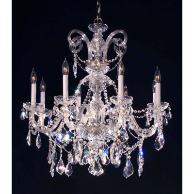 8 Lights Bohemian Crystal chandelier in polished chrome finish
