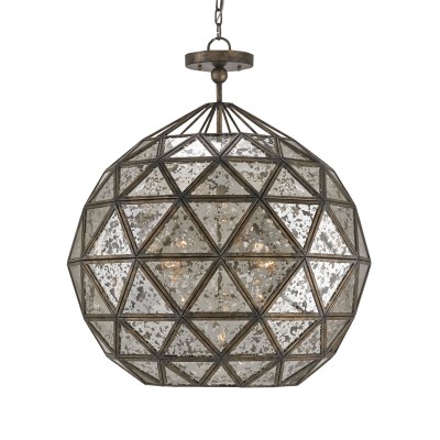 Bronze and Raj Mirror Six-Light Mirrored Pendant