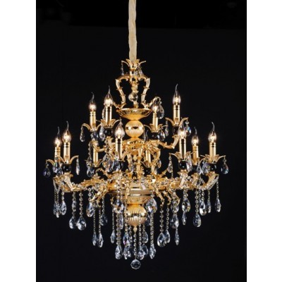 Gold plated 12 Light Zinc Alloy crystal Chandelier