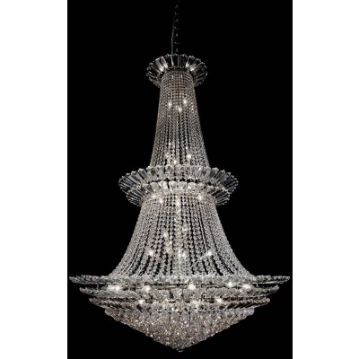 48 light polished chrome crystal chandelier dressed with 25% full lead crystals