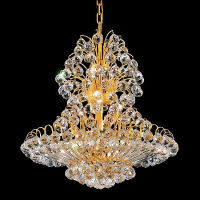 Gold plated 14 Light crystal Chandelier dressed with crystal ball