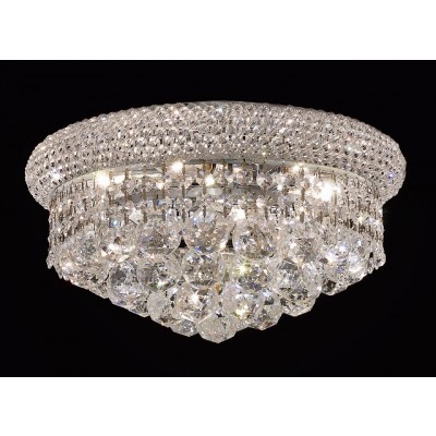 6 light crystal flush mount ceiling light with polished chrome