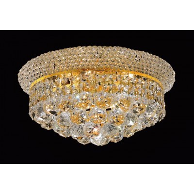 6 light crystal flush mount ceiling light dressed with crystal balls with gold finish