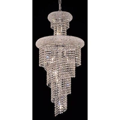 10 Light Spiral Crystal Chandelier chrome plated