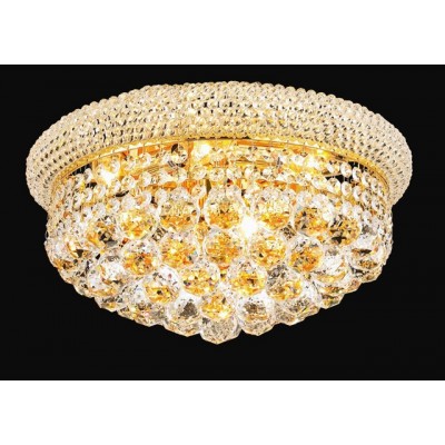 8 light crystal flush mount ceiling light dressed with crystal ball with gold finish