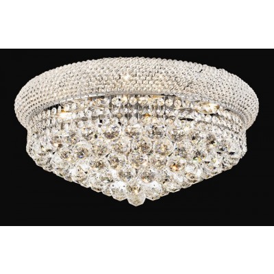 10 light crystal flush mount ceiling light dressed with crystal balls with polished chrome