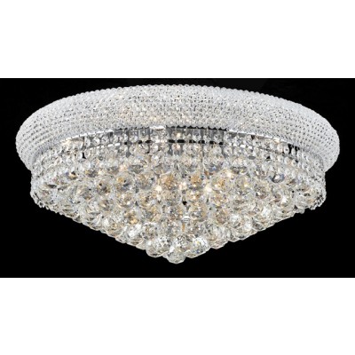 12 light crystal flush mount ceiling light dressed with crystal ball with polished chrome