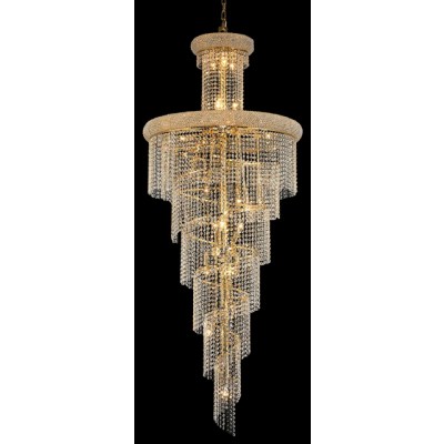 28 Light Spiral Crystal Chandelier gold plated