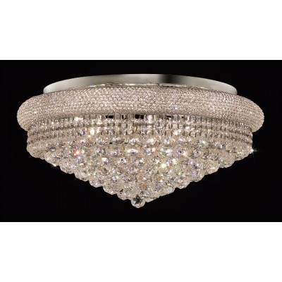 15 light polished chrome crystal flush mount ceiling light dressed with crystal balls