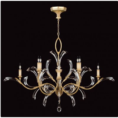 Eight-Light Chandelier in Muted Gold Leaf Finish