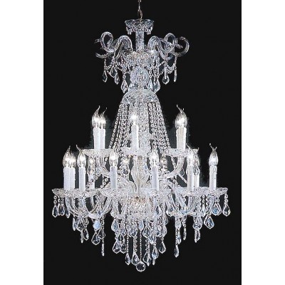 18 Lights Bohemian Crystal chandelier in polished chrome finish