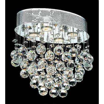 polished chrome Contemporary Crystal Chandelier dressed with crystal balls 