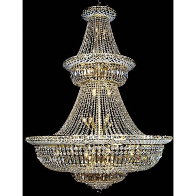 48 lights gold plated crystal chandelier dressed with 25% full lead crystals