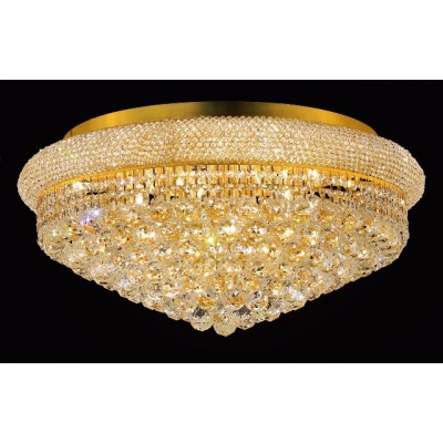 15 light gold plated crystal flush mount ceiling light dressed with crystal balls