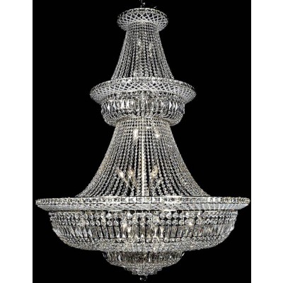 48 lights polished chrome crystal chandelier dressed with 25% full lead crystals