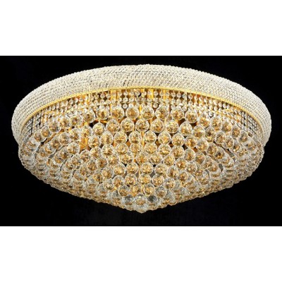 20 light gold plated crystal flush mount ceiling light dressed with crystal balls