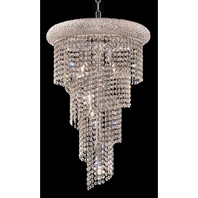 10 Light Spiral Crystal Chandelier chrome plated