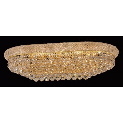 18 light gold plated crystal flush mount ceiling light dressed with crystal balls