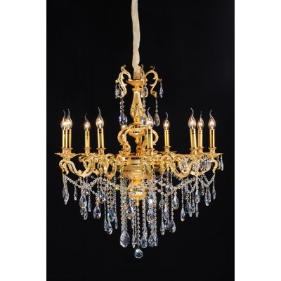 Gold plated 10 light traditional crystal Chandelier