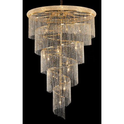 29 Light Spiral Crystal Chandelier gold plated