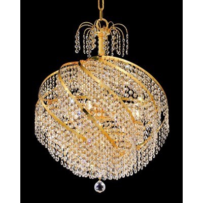 10 Light Spiral Crystal Chandelier gold plated