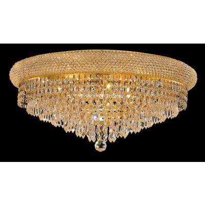 12 light gold plated crystal flush mount ceiling light with crystal drops