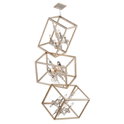 Silver Leaf With Gold 12-Light Triple Pendant