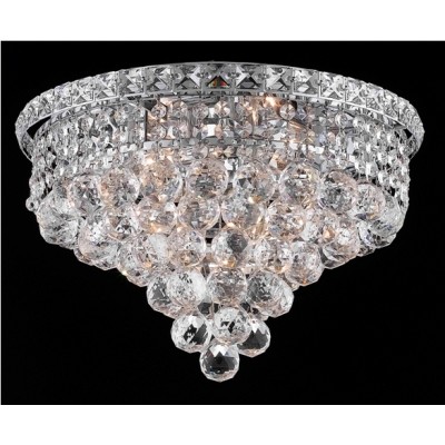 4 light polished chrome crystal flush mount ceiling light dressed with crystal balls