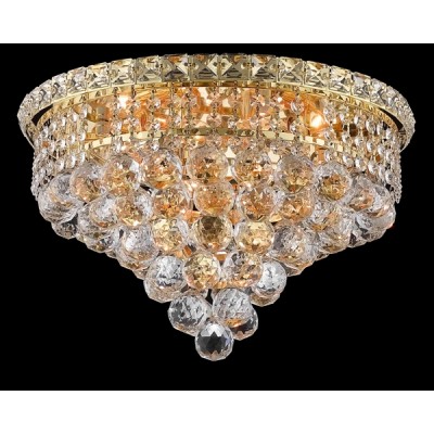 6 light gold plated crystal flush mount ceiling light dressed with crystal balls