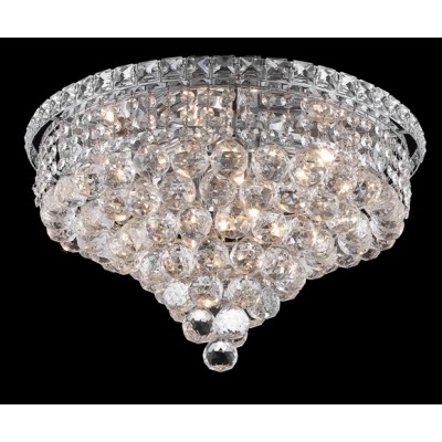 8 light polished chrome crystal flush mount ceiling light dressed with crystal balls
