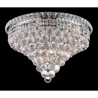 10 light polished chrome crystal flush mount ceiling light dressed with crystal balls