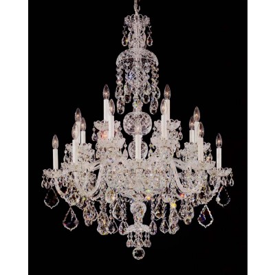 20 Lights Bohemian Crystal chandelier in polished chrome finish