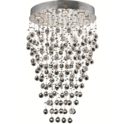  Galaxy Chrome Eight-Light 16-Inch Semi Flush Mount with Royal Cut Clear Crystal and Round Canopy