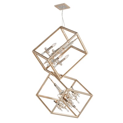 Silver Leaf With Gold Eight-Light Pendant