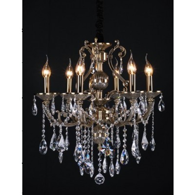 Polished chrome 6 Light Zinc Alloy crystal Chandelier