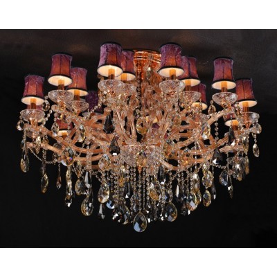 Gold plated traditional crystal flush mount Chandelier